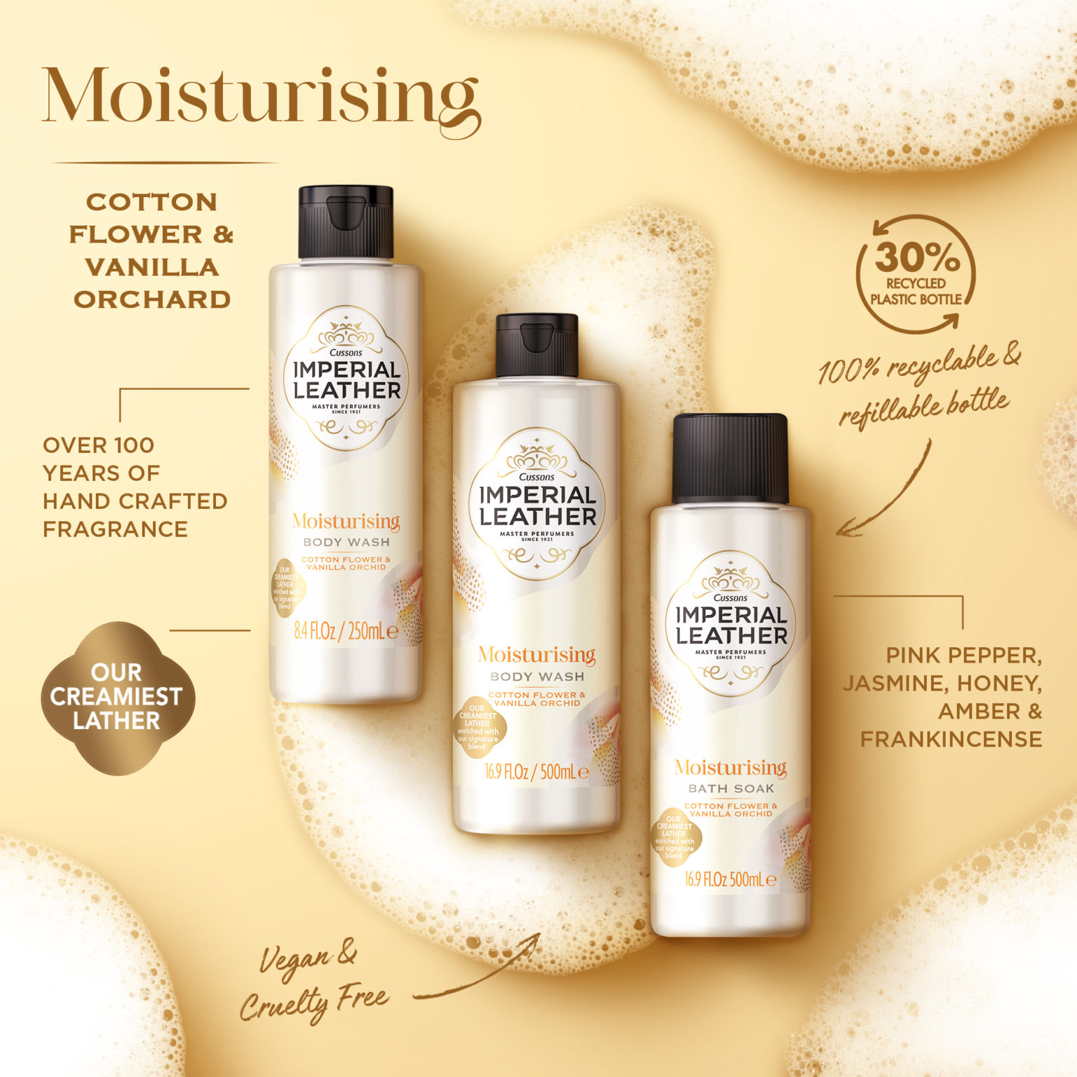 Imperial Leather Moisturising Bath Soak Cotton Flower and Vanilla